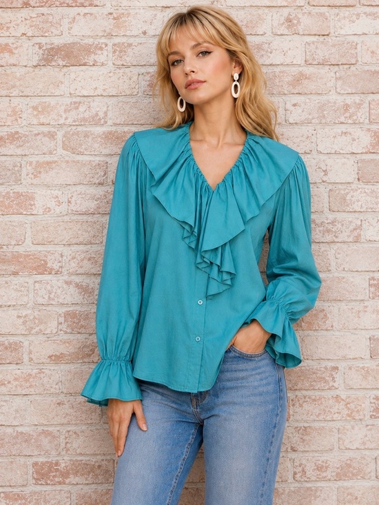 Worthington Tops - Vintage Worthington Teal Poet’s Blouse